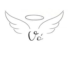 an angel's wing with the letter o on it