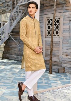 Semi-Formal Kurta For Teen Boys. Shirt Only. Description : Semi-Formal Kurta For Teen, With Computerized Embroidery On Collar And Placket .The color is Ochre. The fabric is Cotton. Embroidery On Collar, Boys Kurta, Computerized Embroidery, Boys Shirt, Teenage Boys, Semi Formal, Product Description, Embroidery, Collar