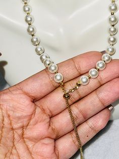 14k gold vermeil beautiful adjustable Pearl necklace, stunning design with pure elegance, wear it two different ways, custom exclusive chain Beautiful Pearl Necklace, Fancy Words, A Dream Come True, Bright Gold, Pearl Chain, Pure Gold, Dream Come True, Wear It, Gold Vermeil