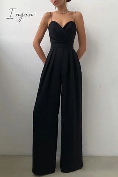 Details: Material: Polyester Style: Casual, Fashion Pattern Type: Solid Element: Patchwork Neckline: V Neck Sleeve Length: Sleeveless Fit Type: Loose Profile: Wide Leg Size(in) Bust Waist Length Hips S 33.1 26 54.3 35 M 35 28 54.7 37 L 36.6 29.9 55.1 39 XL 38.6 31.9 55.5 40.9 Tips:Due to the many variations in monitors, the color in the image could look slightly different, please take physical design and color shall prevail.Please allow 0.4"-1" differs due to manual measurement. Elegant High-waist Non-stretch Jumpsuits And Rompers, Elegant Black Jumpsuits And Rompers, Stylish Tunic Tops, White Summer Shirt, Stylish Tunic, Spring Blouses, Loose Jumpsuit, The Office Shirts, Black And White Shirt