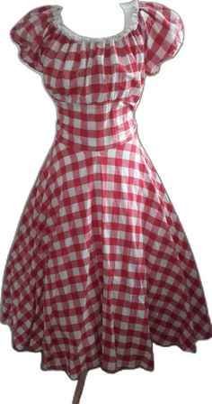 Red Gingham Dress, Country Dress, Dress Western, Western Dress, Circle Dress, Country Dresses, Rockabilly Dress, Red Gingham, 1950s Dress