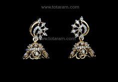 18 karat gold diamond jhumkas - diamond dangle earrings - 235-DJH005 - in 5.800 Grams for USD $1,453.67 USD. 
Made in India by Totaram Jewelers Online this product is in Gold - 18 Karat Gold  & is an excellent gift for Adult - Women. Ships fully insured with secured guaranteed delivery for free with your order over $250 from New Jersey USA & comes with 30 days exchange policy. Diamond Jhumkas With Intricate Design For Festivals, Elegant 22k Gold Jhumkas For Anniversary, Traditional Diamond Jhumkas For Reception, Diamond Temple Jewelry Jhumkas With Intricate Design, Diamond Jhumkas With Intricate Design For Diwali, Traditional Diamond Earrings With Accents For Formal Occasions, Traditional Diamond Earrings For Reception, Traditional Formal Diamond Earrings With Accents, Diamond Jhumkas With Latkans For Festivals