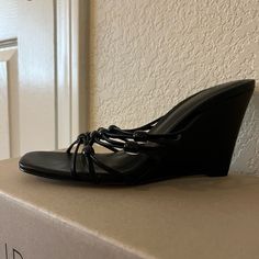 Brand New Pair Of Black Wedge Slides With Beaded Detail Wedge Slides, Urban Outfitters Shoes, Black Wedge, Box Color, Wedge Sandals, Shoes Women Heels, Slides, Urban Outfitters, Shoes Heels