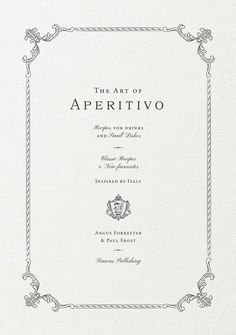 the art of apperitivo, written in black ink on white paper with an ornate