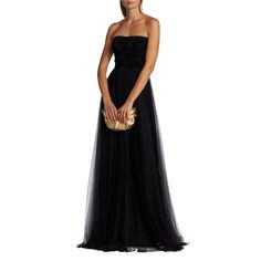 New Size 2 $1190 Details Chiara Boni La Petite Robe's Brielle Mesh Gown Features A Strapless Neck, Tonal Velvet Flowers On The Bodice, And A Full Skirt. Strapless Zip Center Back 45% Polyester/35% Nylon/20% Elastane Dry Clean Only Made In Italy Size & Fit Fitted About 63.77" From Shoulder To Hem Luxury Tulle Gala Gown, Glamorous Tulle Evening Dress For Formal Occasions, Luxury Evening Tulle Gown, Glamorous Formal Tulle Evening Dress, Strapless Tulle Gown For Gala, Luxury Tulle Evening Dress For Formal Events, Luxury Tulle Dress For Formal Occasions, Luxury Formal Tulle Dress, Evening Strapless Tulle Dress With Sweetheart Neckline