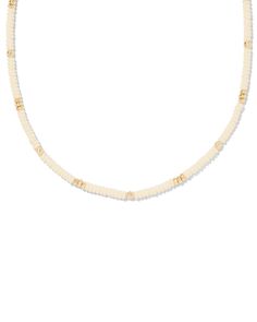 No layered look is complete without a choker—that’s why the Deliah Gold Strand Necklace in Ivory Mother-of-Pearl is the perfect piece to top off your stack. This necklace’s beaded design gives it just the right amount of texture, and its shorter silhouette makes it the ideal layering piece. Metal 14k Yellow Gold Over Brass Material Ivory Mother Of Pearl Closure Lobster Clasp W/ Single Adjustable Slider Bead Size 16.5" Chain With 2.5" ExtenderDue to the one-of-a-kind nature of the medium, exact colors and patterns may vary slightly from the image shown. | Kendra Scott Deliah Gold Strand Necklace in Ivory Mother-of-Pearl | Mother Of Pearl Layering Kendra Scott Necklaces, Kendra Scott Necklace, Brass Material, Bead Designs, Layered Look, Strand Necklace, Kendra Scott, Latest Fashion For Women, Random Things