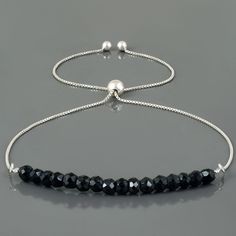 Black Spinel Twisted bracelet Size- 4 mm Length- 22 cm Shape- Round faceted  Metal- Sterling Silver 925  Black spinel bracelet beaded spinel bracelet twisted black spinel beads bracelet black gemstone jewelry multi layer beads bracelet gift All of my jewelry is designed and handcrafted by me. I love to experiment with many different designs and although I may make similar designs more than once, each piece of jewelry is truly one of a kind due to variations between gemstones and within my own craft work. The lobster claw & extension chain is crafted in 925 sterling silver. Treatment : 100% Natural Don't Forgot to Review US https://www.etsy.com/in-en/shop/Vatslacreations?ref=search_shop_redirect Silver Crystal Bracelet With Black Beads, Silver Chain Bracelet With Adjustable Chain And Round Beads, Elegant Black Beaded Bracelet With Adjustable Chain, Silver Bracelets With Round Beads And Adjustable Chain, Elegant Adjustable Sterling Silver Bracelet With Faceted Beads, Adjustable Sterling Silver Bracelet With Faceted Beads As Gift, Adjustable Sterling Silver Bracelet With Black Beads, Silver Beaded Bracelet With Adjustable Chain, Adjustable Silver Faceted Beaded Bracelets