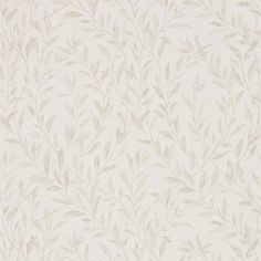 a white wallpaper with leaves on it