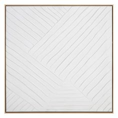 an abstract painting with white lines and gold frame on the bottom half of the image