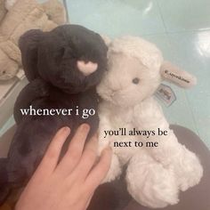 someone is holding a stuffed animal that says whenever i go you'll always be next to me