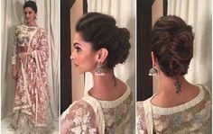 50 Best Indian Hairstyles You Must Try In 2016 Indian Party Hairstyles, Indian Bun Hairstyles, Deepika Padukone Hair, Braid Ponytail, Hairstyle Bun, Salwar Kamiz, Hair Styles 2017