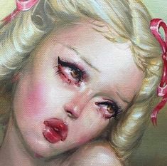 Coquette Girl Drawing, Coquette Drawings Aesthetic, Coquette Paintings, Coquette Painting, Coquette Makeup, Arte Peculiar