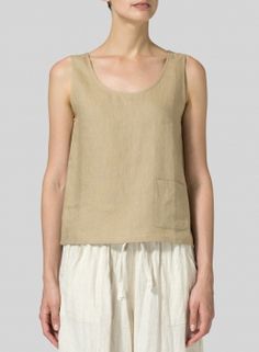 Linen Pocket Tank Top Casual Beige Vest Top, Versatile Relaxed Fit Tank Top For Layering, Sleeveless Tops With Pockets For Everyday, Spring Vest With Relaxed Fit For Everyday Wear, Relaxed Fit Vest For Everyday Spring Wear, Everyday Relaxed Fit Spring Vest, Casual Solid Color Tank Top For Layering, Solid Color Everyday Vest Top, Everyday Solid Vest Top