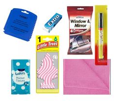 the contents of a craft kit including scissors, glue, window and mirror stickers