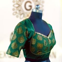 Green brocade blouse that can be paired with multiple sarees. size: please choose from drop down. if you choose custom measurements,I'll send you the measurements sheet when you order.  Please contact me if you have any questions Fitted Gold Saree For Navratri, Gold Unstitched Traditional Drape Blouse Piece, Fitted Gold Banarasi Silk Traditional Wear, Designer Gold Cotton Silk Blouse, Fitted Gold Banarasi Silk Choli, Fitted Gold Art Silk Saree, Designer Cotton Silk Gold Blouse, Designer Gold Blouse In Cotton Silk, Fitted Gold Chanderi Blouse Piece