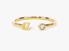 Crafted from solid gold and embedded with a unique diamond, this Diamond Letter Ring makes a timeless statement. Wear your initial or the initial of someone special and take pride in knowing that each diamond is carefully selected for its brilliant sparkle. Perfect for any occasion, the Diamond Letter Ring is sure to be a beloved accessory. DETAILS: --Size Range: 2 US - 11 US--Weight (in 14k Gold): ~ 1.15 grams for Size 6.5 (Depends on the size)--Gold Kt Options: 14k and 18k--Color Options: Yell Letter Ring, Cvd Diamond, Unique Diamonds, Diamond Sizes, Custom Rings, Colored Diamonds, Solid Gold, Color Options, Diamond Cuts