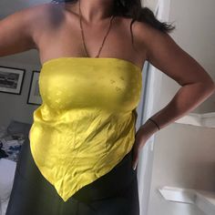 Brand New, Never Worn, Tags Still Attached, Fits Size Medium Yellow Sleeveless Tube Top For Summer, Chic Yellow Tube Top For Beach, Chic Yellow Tube Top For The Beach, Yellow Sleeveless Tube Top For Party, Yellow Fitted Sleeveless Tube Top, Fitted Yellow Sleeveless Tube Top, Yellow Fitted Tube Top For Summer, Yellow Bandeau Tube Top For Party, Fitted Yellow Tube Top For Summer