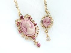 Antique Pink Cameo Necklace Victorian Cameo Necklace Gold - Etsy Rose Gold Cameo Jewelry Gift, Rose Gold Cameo Jewelry For Gifts, Formal Pink Jewelry With Adjustable Chain, Pink Cameo Jewelry As A Gift, Pink Cameo Jewelry For Formal Occasions, Pink Cameo Necklace For Gifts, Victorian Cameo, Zirconia Necklace, Vintage Inspired Jewelry