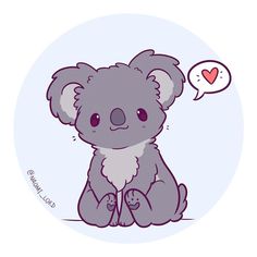 a koala bear sitting down with a thought bubble above it's head that says i love you