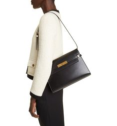 Saint Laurent Medium Manhattan Shoulder Tote | Nordstrom High-end Calf Leather Shoulder Bag For Work, Timeless Calf Leather Shoulder Bag With Gold-tone Hardware, Timeless Shoulder Bag In Calf Leather With Gold-tone Hardware, Elegant Shoulder Bag With Turn-lock For Work, Elegant Shoulder Bag With Turn-lock Closure For Work, Luxury Evening Shoulder Bag With Brass Hardware, Elegant Calf Leather Shoulder Bag For Work, Elegant Workwear Shoulder Bag With Branded Hardware, Chic Formal Shoulder Bag With Branded Hardware