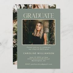 a green graduation card with a photo of a woman in the background and text that reads class of 2020