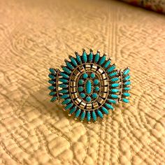 Old Pawn Zuni Turquoise Needlepoint Sterling Silver Cuff Bracelet-New. Tucson, Arizona From The Totono O’odaham Reservation Tucson Arizona, Turquoise Cuff, Sterling Silver Cuff Bracelet, Sterling Silver Cuff, Silver Cuff, Tucson, Womens Jewelry Bracelets, Needlepoint, Cuff Bracelet