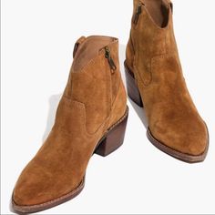 Madewell Western Suede Haillie Boots Wore Only One Time, No Stain Or Damage Western Fall Boots With Heel Tab, Madewell Shoes, One Time, Bootie Boots, Madewell, Ankle Boots, Cute Outfits, Stain, Women Shoes