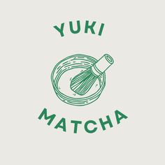 the words yuki matcha written in green ink on a white background with a whisk