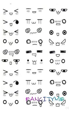 some type of symbols that are drawn in black ink on white paper, with different shapes and sizes