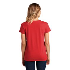 Find the District® Re-Tee® Women's V-Neck T-Shirt at Michaels. com. The affordable Re-Tee is 100% recycled fabric and never re-dyed, made from reclaimed material that otherwise could end up in a landfill. The affordable Re-Tee is 100% recycled fabric and never re-dyed, made from reclaimed material that otherwise could end up in a landfill. Soft. Comfy. High-quality. Doing good for the planet feels as good on the inside as it does on the outside. The production process infuses each garment with u Red V-neck Casual T-shirt, Red Relaxed Fit V-neck T-shirt, Black Business, Pantone Color, Recycled Fabric, Ruby Red, Recycled Cotton, Womens Tees, Rib Knit