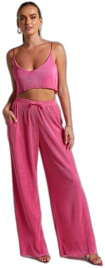 Trendy Rayon Bottoms For Loungewear, Casual Rayon Sets For Summer, Casual Rayon Summer Sets, Casual Solid Color Wide-leg Pants Set, Casual Wide-leg Pants Set, Chic Crop Top For Loungewear, Casual Solid Wide-leg Pant Sets, Trendy Spring Wide Leg Rayon Pants, Casual Summer Sets With Wide-leg Pants