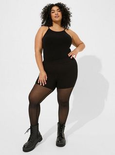 These semi-opaque tights are your new chilly day go-to’s. Not only is the fabric ultra-soft, but a mesh high waist insets keep you comfortable for all-day wear. Cotton/spandex. Wash cold; dry flat. Imported plus size tights. The best plus size women's full length signature waist mesh legging leggings in black. Torrid is your destination for the freshest spring and summer styles. Plus Size Tights, Mesh Leggings, Opaque Tights, Summer Styles, Tapered Pants, Bottom Clothes, Cotton Spandex, Fitness Models, Full Length