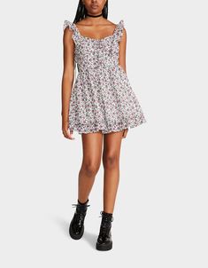 VINTAGE DITSY FLORAL MINI DRESS WHITE MULTI | Women's Floral Dresses – Betsey Johnson Trendy White Dress For Garden Party, Cute White Dress With Ditsy Floral Print, Trendy White Mini Dress For Garden Party, Trendy Floral Print Dress For Garden Party, White Mini Floral Dress With Ditsy Print, Trendy Floral Print Mini Dress For Garden Party, Cute White Floral Mini Dress, Cute Ditsy Floral Print Mini Dress, Cute Mini Floral Dress With Ditsy Print