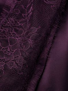 Maison Close Side lace-trim Skirt - Farfetch Dark Purple Fabric, Plum Fabric, Goth Wardrobe, Kurdish Dress, Trim Skirt, Character Board, Skirt Purple, Moon Collection, Burgundy Lace