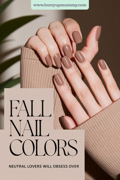 Close-up of perfectly manicured hands featuring glossy brown polish, showcasing chic autumn nails in a neutral shade with cozy sweater vibes. Elegant Autumn Nails, New Obsession, Best Nail Polish, Neutral Shades, Neutral Nails