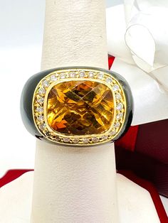 18K Yellow Gold Citrine & Diamond 0.50ct Cocktail Ring Size 7 approximately  A perfect gift for your loved one for any special occasion or holiday! Ring Length: 27.89mm Ring Width: 25.06mm Gemstone: Citrine, Diamonds Total Diamond: 0.50ct  Item will be placed in a gift box. * Swirl Engagement Rings, Engagement Ring Sizes, Yellow Gold Bracelet, Cross Charms, Stunning Earrings, Ring Size 7, Cocktail Ring, Cocktail Rings, Rings Statement