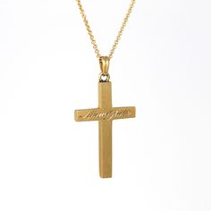 "Beautiful vintage dated 1935 Art Deco era 10k yellow gold cross pendant! This lovely cross pendant is dated \"1935\" on one side, and the name \"Naomi Ruth\" on one side, but it is open to interpretation! The classic cross is shown modeled on an original 10k yellow gold 16\" chain. A timeless piece of fine vintage dated religious jewelry! *Sale - price reduced from $275 USD to $255 USD.  ERA - Dated 1935 - Art Deco  METAL / MATERIAL - 10k yellow gold pendant, 10k yellow gold chain  MARKINGS / H Vintage Engraved Cross Necklace Gift, Antique 14k Stamped Necklace For Commemoration, Vintage Yellow Gold Necklace For Commemoration, Classic Engraved Cross Jewelry, Classic Engraved Crucifix Jewelry, Classic Crucifix Cross Necklace For Formal Occasions, Vintage 14k Stamped Necklace For Commemoration, Classic Engraved Cross Pendant Necklace, Engraved Yellow Gold Cross Pendant Necklace