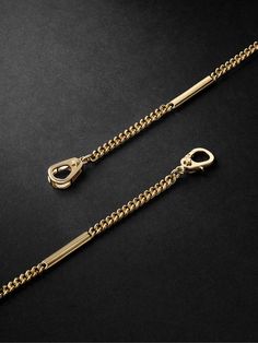 Foundrae's station curb chain is designed in a 36"" length specifically, so you can wear it as a singleor double-wrapped necklace, or tripled up as a bracelet. Handcrafted from gold, it has lobster clasp fastenings to which you could even attach a charm from the label for further customisation. Luxury Double Chain Metal Necklace, Luxury Brass Jewelry With Box Chain, Luxury Lariat Cable Chain Necklace, Luxury Brass Box Chain Jewelry, Luxury Brass Chain Jewelry, Elegant Double Chain Brass Necklace, Luxury Long Cable Chain Necklace, Luxury Everyday Chain Bracelet With Link Shape, Elegant Brass Double Chain Necklace