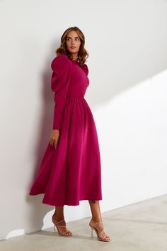 Elevate your evening with our Hope Elegant High Neck Long Sleeves Pink Evening Dress. Featuring a high neckline and long sleeves, this dress exudes elegance and sophistication. Perfect for any formal occasion, make a statement with its stunning pink color. Dress to impress with this timeless piece. Long Sleeve Dresses For Fall Gala, Long Sleeve Evening Dress For Fall Gala, Fall Long Sleeve Gala Evening Dress, Fall Long Sleeve Evening Dress For Gala, Winter Banquet Dresses With Long Sleeves, Long Sleeve Dresses For Winter Banquet, Elegant Long Sleeve Dress For Fall Gala, Formal Evening Dress With Pleated Sleeves, Elegant Long Sleeve Winter Dress