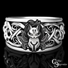 Steampunk Party, Fox Ring, Wolf Ring, Fox Jewelry, Men Rings, Celtic Knot Ring, Celtic Rings, Cat Ring, Gothic Rings