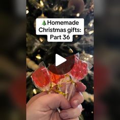 someone holding up some candy in front of a christmas tree with the message homemade christmas gifts part 3 - 6