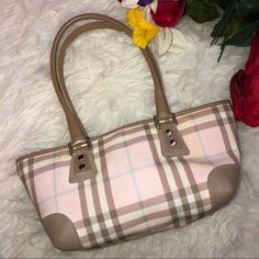 Gorgeous Bag Authentic See Measurements Added For Size Marks On Inside, Pls See Pics And Zoom If Necessary Gorgeous Bags, Burberry Bag, Pink Print, Pink Bag, Burberry, Bag Lady, Pink, Women Shopping, Color