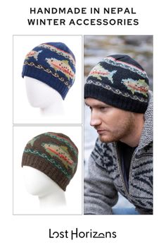 Looking for a thoughtful holiday gift idea? The Trout Beanie is made from eco-friendly 100% New Zealand wool and handcrafted by women artisans in Nepal. This cozy and stylish men’s wool beanie combines warmth and sustainability, making it the perfect present for anyone who loves quality winter accessories. Wool Hat Men, Handmade Mittens, Wool Accessories, Holiday Gift Card, Kids Holiday Gifts, Fish Pattern, Fish Patterns, Boys Sweaters, Wool Beanie