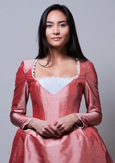 THIS WILL NOT SHIP IN TIME FOR HALLOWEEN! The wait is 4-6 weeks. At long last our Schuyler sisters gowns based on the musical Hamilton are ready! This pink/ coral one is worn by Angelica. This gown includes four pieces, all custom made in our smoke free, pet free professional costume Angelica Schuyler Costume, Angelica Teach Costume, Angelica Schuyler, Hamilton Costume Halloween, Angelica Schuyler Fanart, Daenerys Targaryen Blue Dress, Hamilton Costume, French Dresses, Best Corset