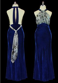 1940's vintage evening gown 30s Dresses, Istoria Modei, 1930's Fashion, Art Deco Dress, 20th Century Fashion, Vintage Gowns