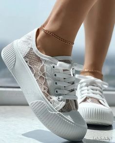 Lasaky - Contrast lace eyelet sneakers Adidas Superstar Sneaker, Olivia Mark, Sneakers White, Adidas Sneakers, Baskets, Shoes Sneakers, Adidas, Sandals, Boots