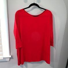 New With Tag Red Half Sleeve Summer T-shirt, Red Long Sleeve Summer T-shirt, Red Long Sleeve T-shirt For Spring, Red Half Sleeve Tops For Summer, Red Half Sleeve Summer Tops, Red 3/4 Sleeve Top For Summer, Red 3/4 Sleeve Summer Top, Casual Red Half Sleeve Tops, Oversized Red Summer Top