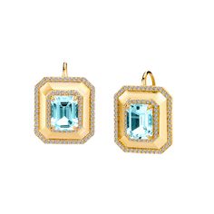 Gemstone & Diamond Octa Earrings Emerald Cut Diamond Earrings, Emerald Cut Earrings, Convertible Jewelry, Dress Reference, Ring Bracelet Chain, Cut Earrings, Topaz Color, Yellow Gold Setting, French Wire