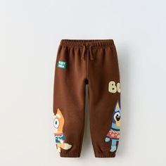 Zara X Bluey Sweatpants 12-18m Brand New With Tags Cotton Pants For Winter Playtime, Playful Bottoms For Playtime In Winter, Zara Brown Cotton Bottoms, Brown Cotton Bottoms By Zara, Zara Kids Boys, Girls Cargo Pants, Tropical Pants, Girl Sweat, Khaki Joggers