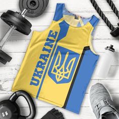 Ukraine Women Racerback Tank New Platform Sportswear Tops For Sports Events With Racerback, Sportswear Racerback Tops For Sports Events, Sportswear Tank Top For Sports Events, Fitted Gym Tops With Sublimation Print, Casual Sublimation Print Tops For Gym, Fitted Yellow Tops For Sports Events, Sublimation Print Sleeveless Tops For Gym, Sleeveless Tops With Sublimation Print For Gym, Sleeveless Gym Tops With Sublimation Print